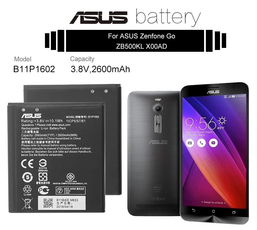 ASUS сменный аккумулятор для телефона B11P1602 2400 мАч для Asus Zenfone Go " ZB500KL X00AD X00ADC X00ADA Бесплатные инструменты