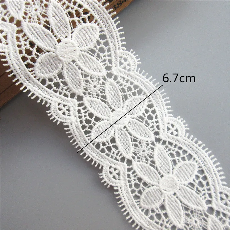 1 yard White Cotton Eyelash Flower Embroidered Lace Trim Ribbon Fabric Handmade DIY Sewing Supplies Craft Gift Decorative 6.7CM | Дом и сад