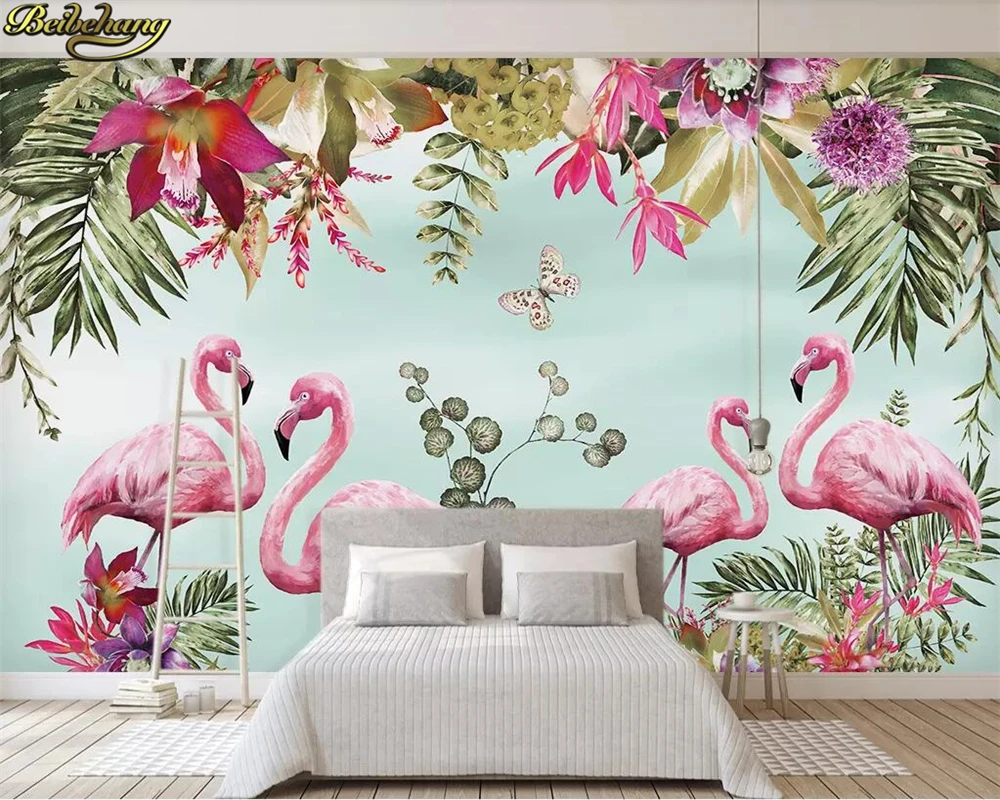 

beibehang Custom photo wallpaper mural nordic tropical flamingo background wall papel de parede wall papers home decor