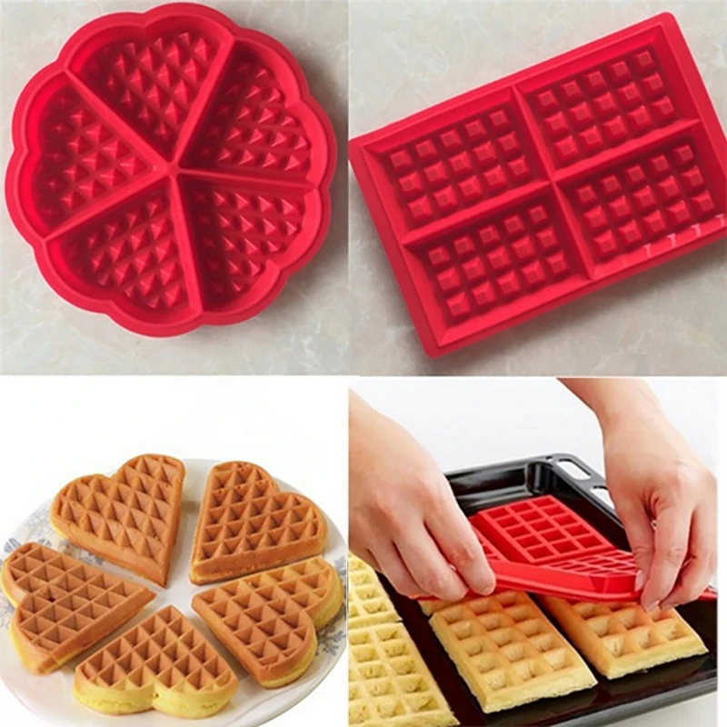 Антипригарная форма для печенья и вафель силиконовые формы выпечки красного
