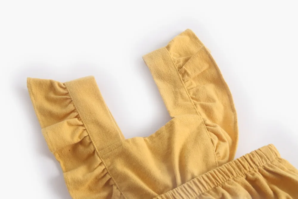 Однотонный комбинезон с оборками для новорожденных девочек открытой спиной