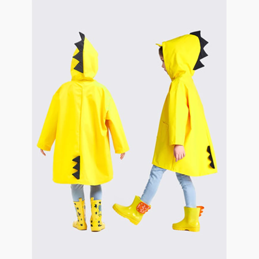 Мультяшный детский дождевик пончо для детей желтый капюшон девочек 40YY0033|Плащи| |