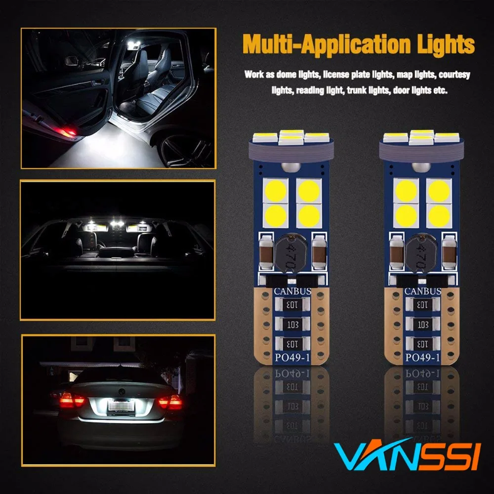 2x6000 К белый T10 194 W5W светодио дный Canbus ОШИБОК 12SMD 3030 автомобилей двери купола Чтение
