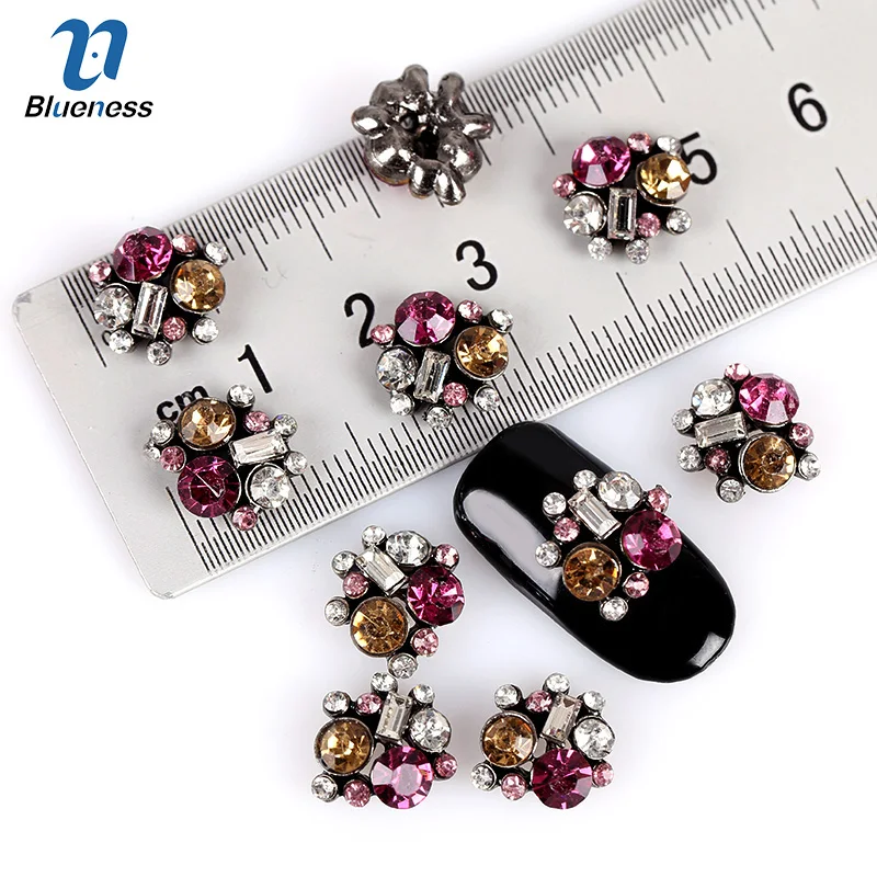 Блестящие украшения для ногтей Blueness 10 шт. подвески Стразы 3D металлический сплав