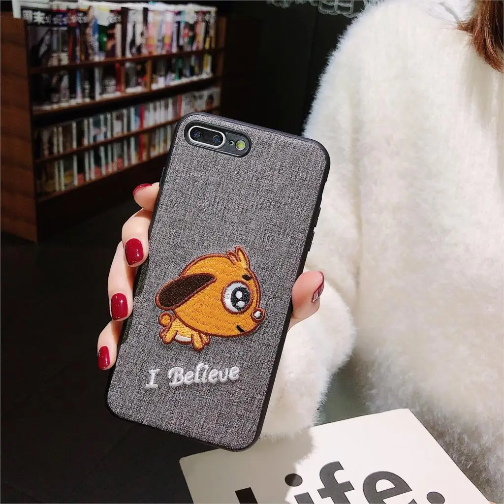 Beyour чехол для телефона с вышивкой собаки iPhone 6 6S 8 7 Plus симпатичной парой задняя