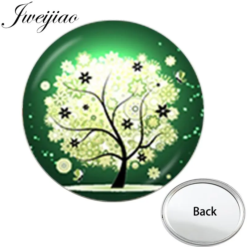 JWEIJIAO Green Tree Art фото рисунок с одной стороны миниатюрное карманное зеркало дорожный кошелек зеркало помещается в любую сумочку или косметичку - Цвет: NS254 5