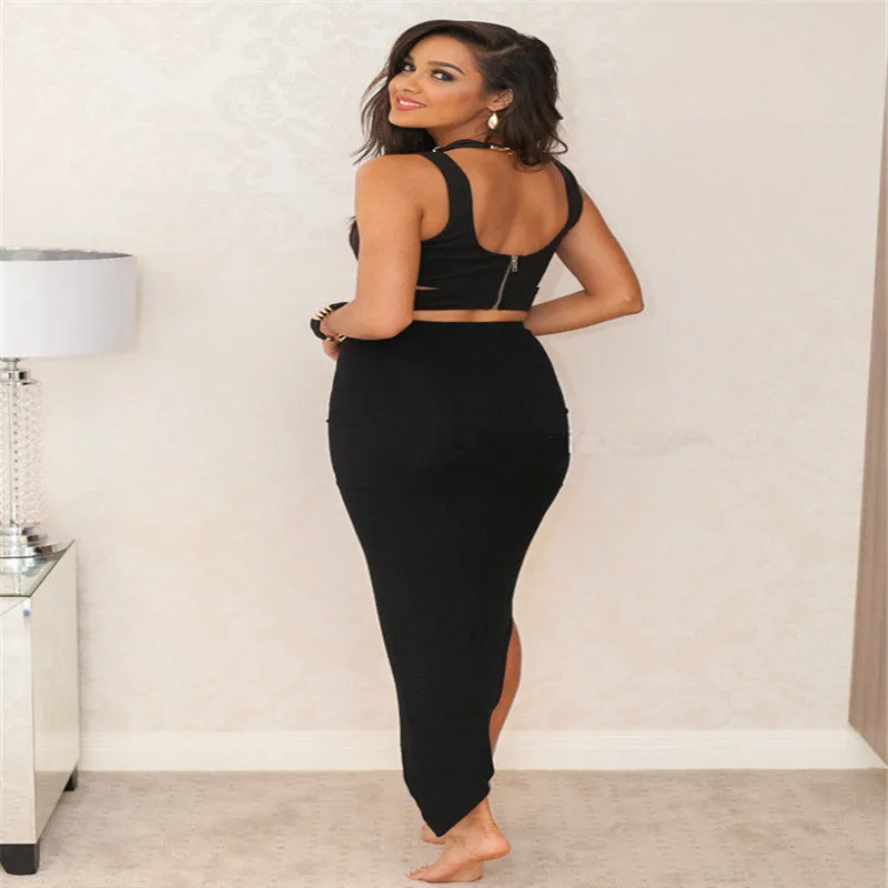 Новые модные женские юбки с рюшами и разрезом по бокам обтягивающие длинные