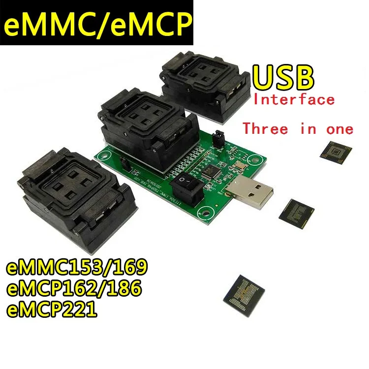 EMMC153/169 eMCP162/186 eMCP221 к USB интерфейсу тестовое сиденье три в одном