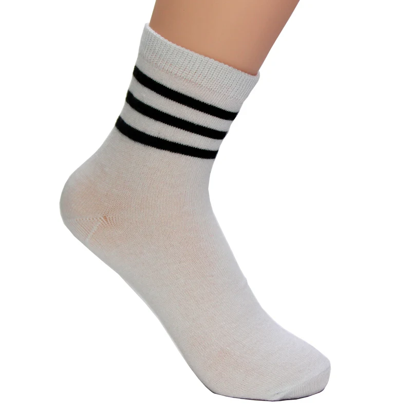Модные новые милые однотонные короткие носки в полоску белого цвета на весну