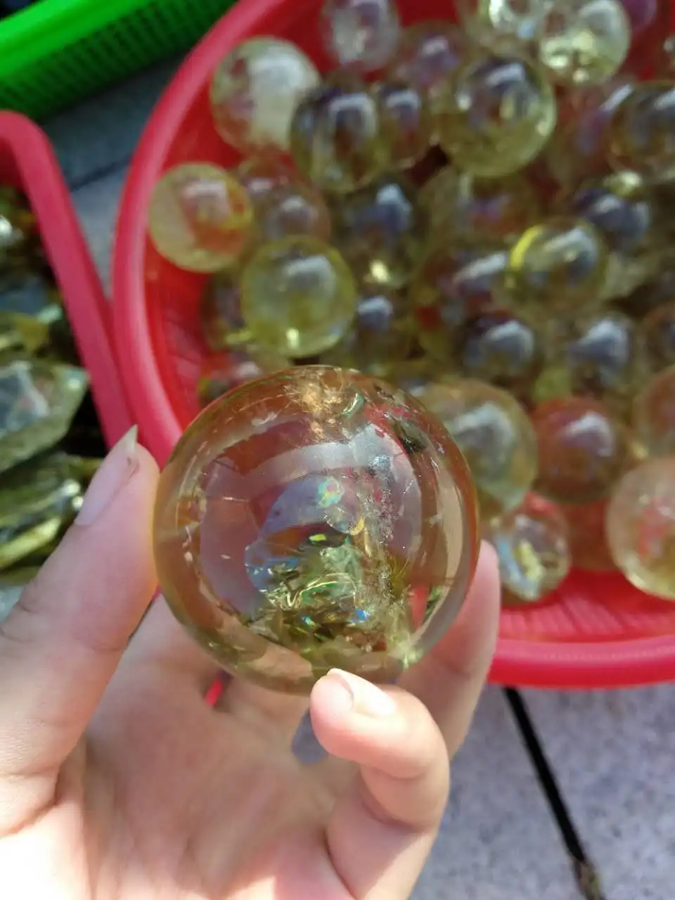 

High quality 100% natural rainbow clear citrine quartz crystal sphere ball healing