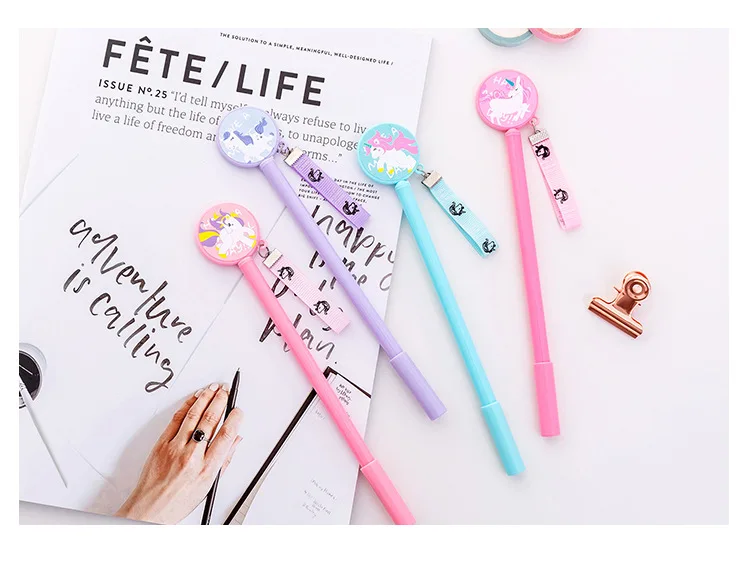 Корейский милый Единорог гелевая ручка с подвеской Kawaii Розовая пантера канцелярские товары Рождественский лось Снеговик креативный светильник Эйфелева башня лампа