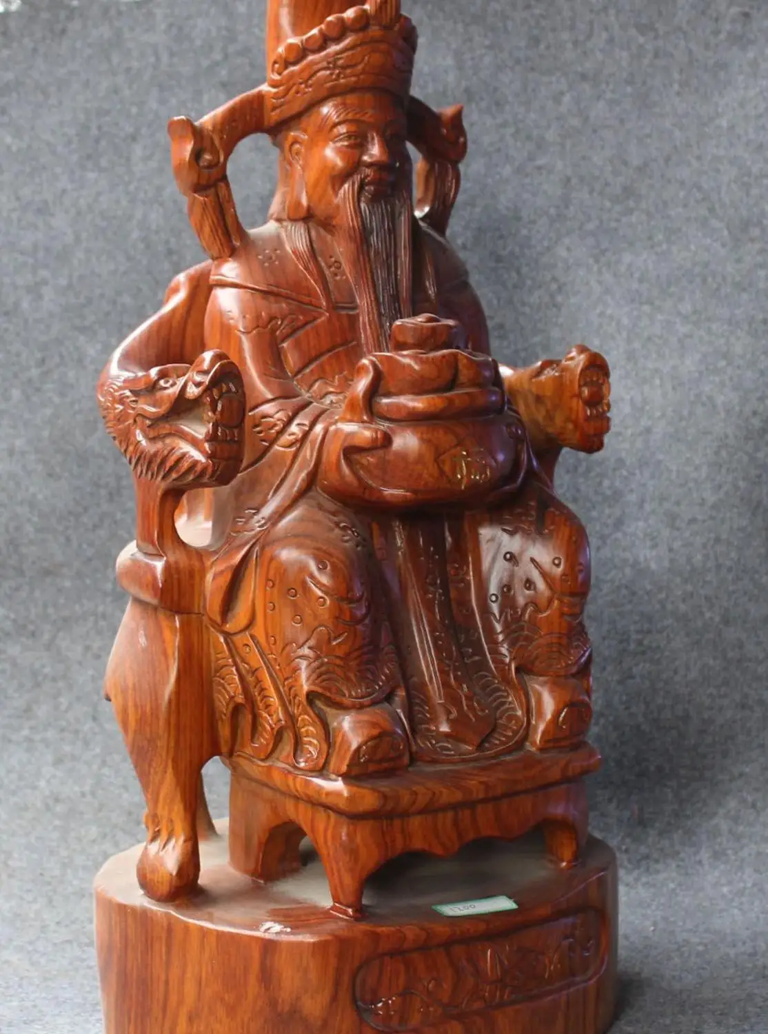 Китайский Boxwood дерево для денег богатства Yuanbao Бог Маммона держать Сокровище Чаша