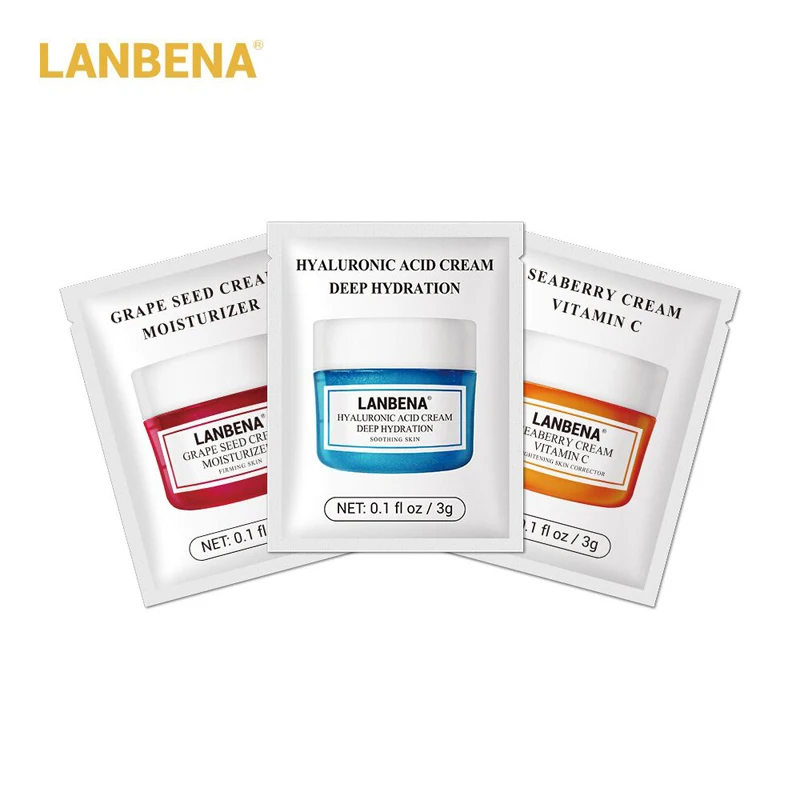 LANBENA Hyaluronic Acid Moisturizing Face Cream Grape Seed Anti Wrinkle Vitamin C Whitening Day Skin Care Aging 3g | Красота и