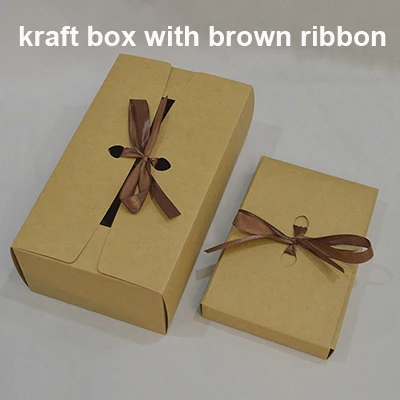 kraft 10 шт Подарочная коробка Упаковка с лентой Ремесло Подарочная коробка большая Заказная бумажная коробка для упаковки большие картонные коробки Черный Белый крафт - Color: kraft