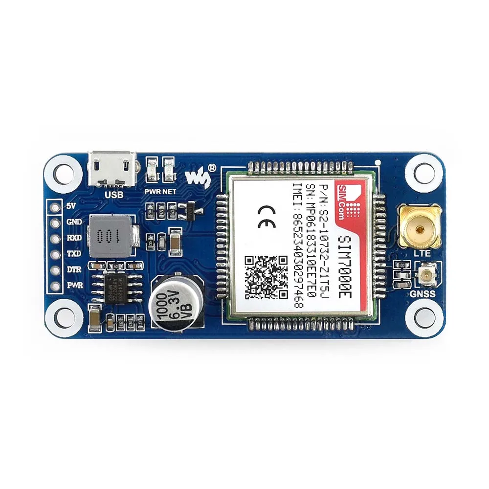 Waveshare NB-IoT/eMTC/EDGE/GPRS/GNSS HAT для RPi Zero/Zero W/Zero WH/2B/3B/3B+, на основе SIM7000E, поддерживает TCP, UDP, PPP, HTTP, Mail