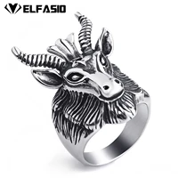 mens stainless steel baphomet ring pentagram goats head horns occult satan devil biker jewelry size 8 13