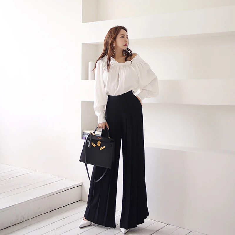 Женский комплект из 2 предметов элегантная белая свободная пикантная рубашка с