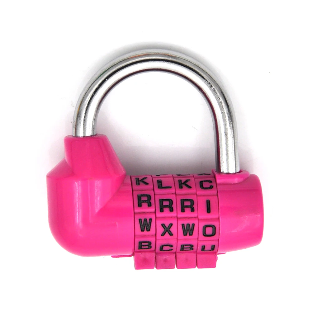 

Useful 4 Dial Digit Letter Combination Travel Security Code Lock Diary Password Padlock Pink /Black/Yellow/Orange/Green