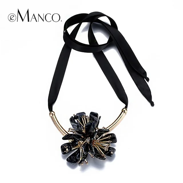 Ожерелье для женщин Ретро акриловая проволочная цепь большой цветок Стильное