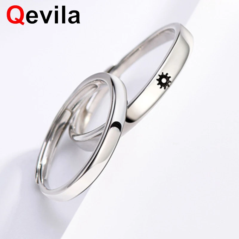 Qevila Fashion Vincent Van gogh Moon Sun Love Rings Silver Color Adjustable Women‘s Men's Wedding Engagement Party Jwelry | Украшения