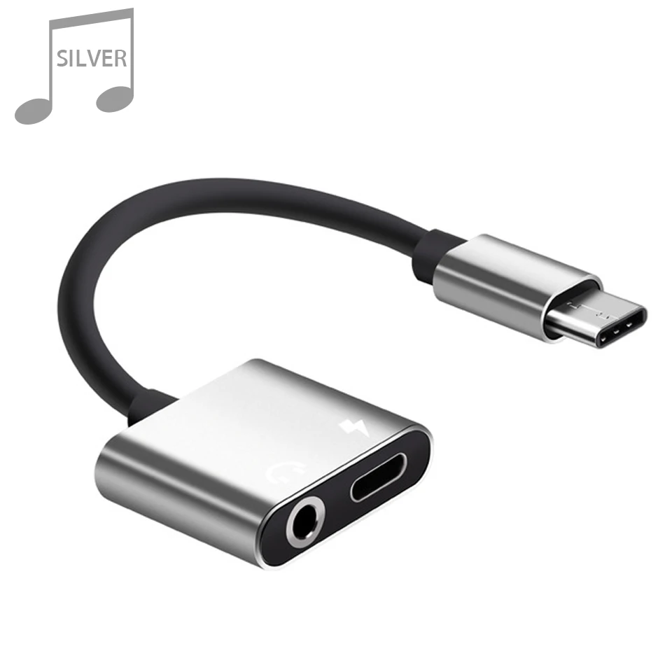 silver Usb type C до 3,5 мм разъем для наушников адаптер для huawei P20/mate 10/Pro Aux аудио наушники зарядное устройство зарядный кабель USB-C конвертер - Цвет: silver