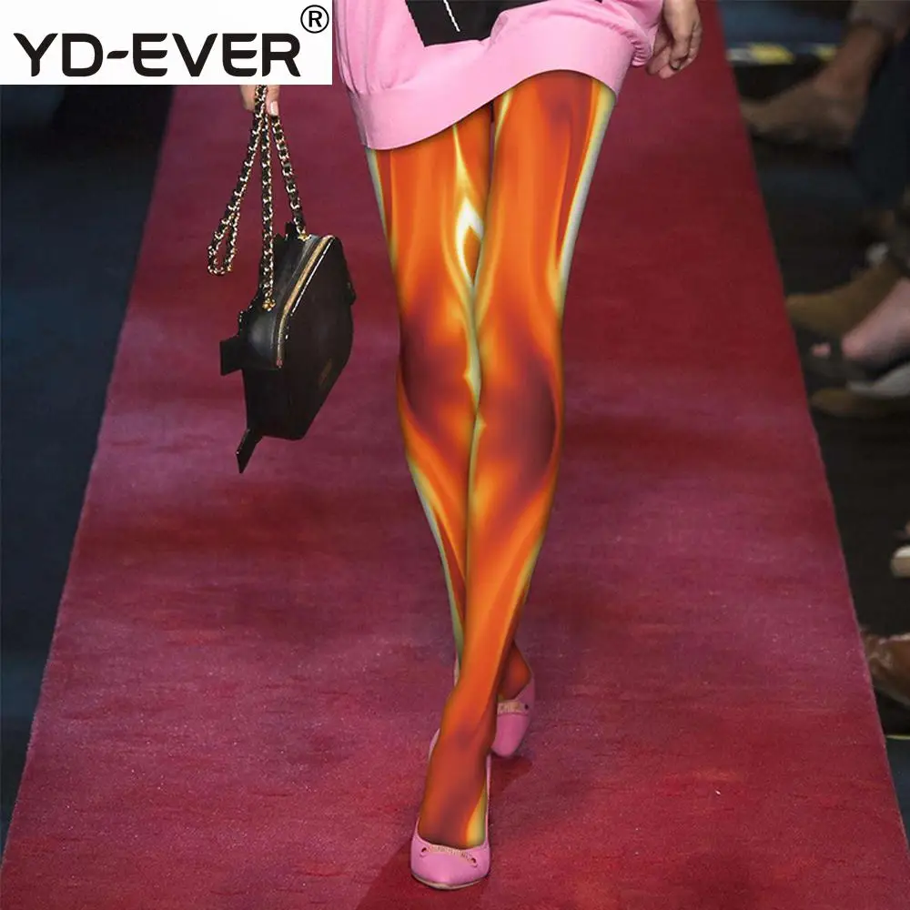 Женские колготки оранжевые плавные градиентные чулки для покупок жаккардовые