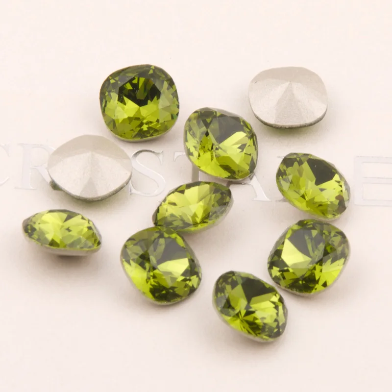 Кристаллы Olivine Sew On Rhinestones Cushion Cut 4470 для создания 3D ногтевого и одежды декора во всех размерах.