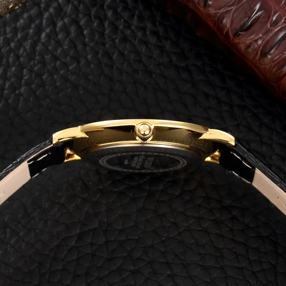 Часы мужские ультратонкие золотистые водонепроницаемые ударопрочные | Наручные