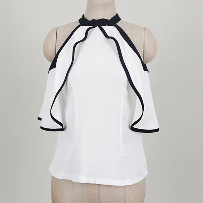 

2020 Summer Chiffon Shirts Women Blouse White Strapless Batwing Sleeve OL Female Blusas Lady Tops Women Clothes RWS185009