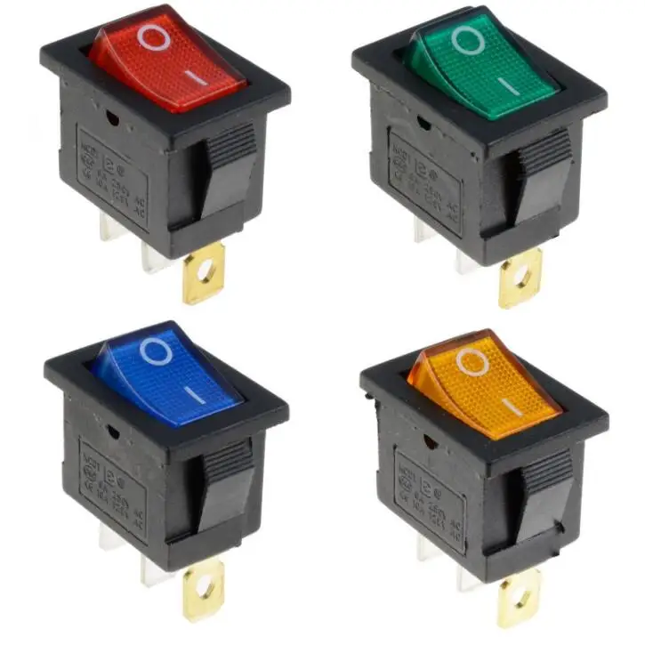 KCD1 ВКЛ-ВЫКЛ 3Pin лодка автомобиля кулисный переключатель 6A/10A 250 V/125 V AC красный желтый и зеленый цвета синий, синий, на пуговицах, Лучшая цена светильник переключатель