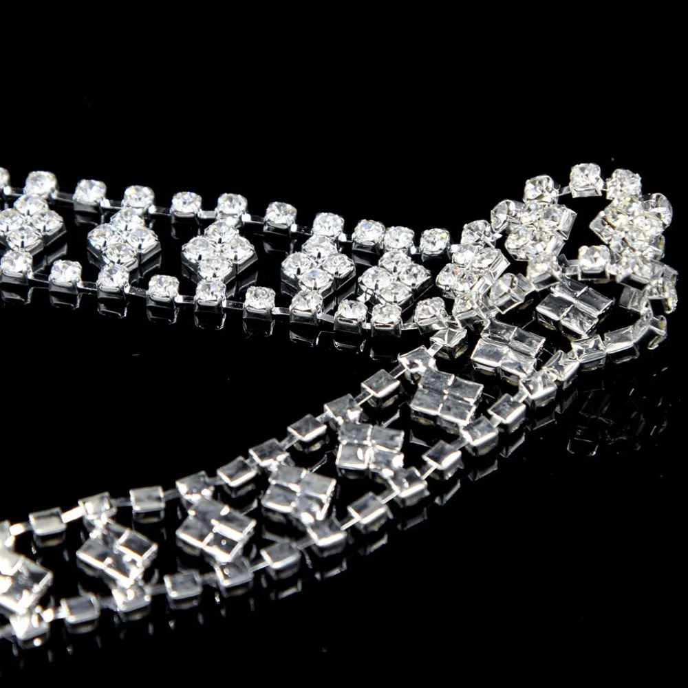 1 ярд серебро пришить горный хрусталь отделка простой кристалл обрезки для