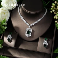 hibride fashion green aaa cz jewelry sets for women necklace set bijoux femme accessories square shape jewelry gifts n 1016
