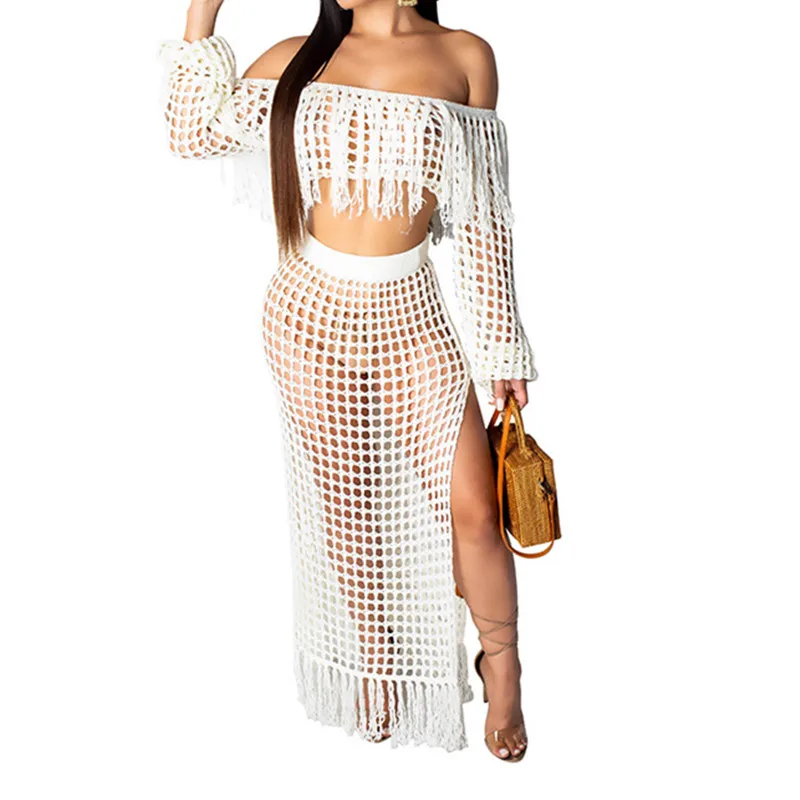 Летнее пляжное платье с открытыми плечами укороченный топ рукавами фонариками +
