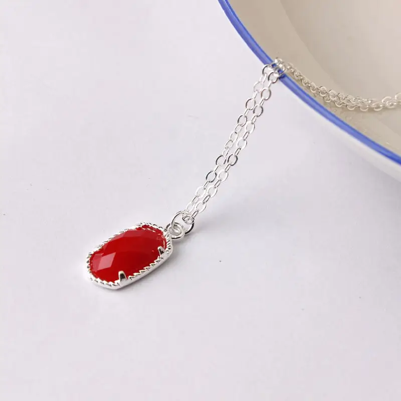 Silver Red Золотая цепочка, вертикальное мини овальное колье, ожерелье для женщин, модное, известный бренд, ювелирное изделие, Осеннее Ожерелье - Окраска металла: Silver Red