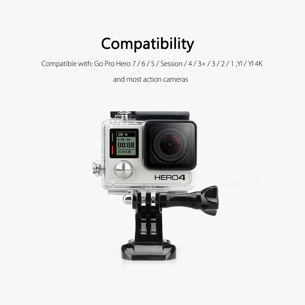 Vamson для Gopro аксессуары 2 шт. j-крюк Пряжка крепление для Xiaomi для Yi для Go Pro Hero 7 6 5 4 для SJCAM экшн-камеры VP109