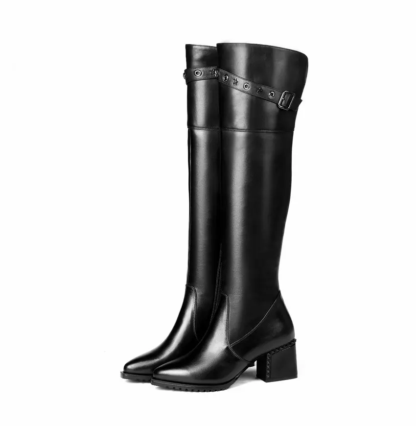 ESVEVA/ г. Женская обувь ботфорты на высоком каблуке в западном стиле, с острым носком, на молнии элегантные сапоги женские сапоги на квадратном каблуке, размеры 34-42