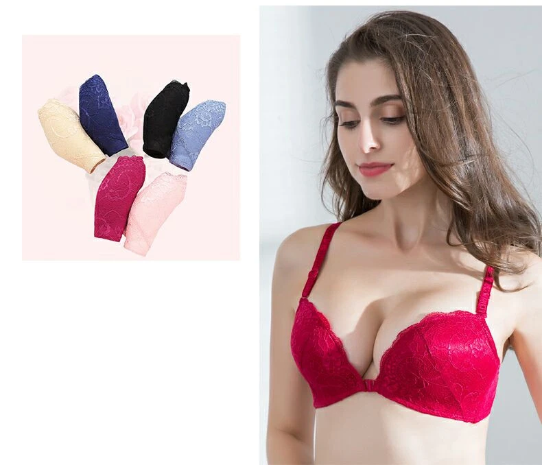 Jerrinut Intimates бюстгальтеры для Для женщин Push Up Кружева Для женщин's бюстгальтер без косточек застежка спереди нижнее белье Для женщин бюстгальтер Femme бюстгалтерженское бельебюстгальтербелье женскоенижнее бел