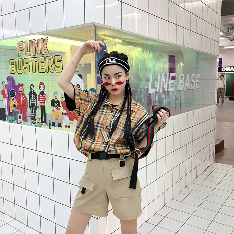 Повседневные летние шорты женские с высокой талией Harajuku корейские модные тренировочные брюки мини короткие Feminino уличный стиль Rave Hotpants 50H0259
