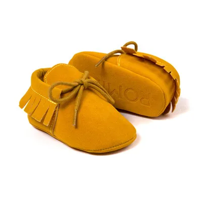 yellow Для новорожденных, для маленьких мальчиков и девочек, которые делают первые шаги; мягкая подошва кожаная бахрома pu с нескользящей подошвой на шнуровке детские кроватки обуви Mocassion обувь - Цвет: yellow