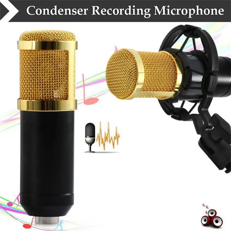 

Newest BM-800 Professional Studio Microphone Set:Mic+Mic Shock Mount+Anti-wind Cap+Mic Power Cable for Recording KTV Karaoke