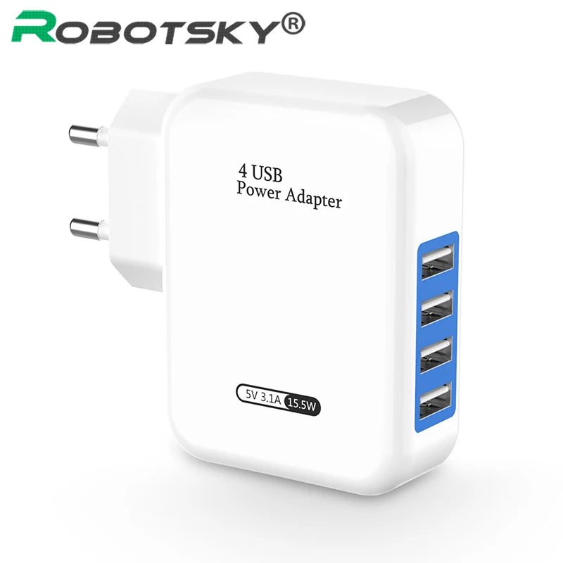 Интеллектуальное зарядное устройство USB 4 порта вилка европейского и
