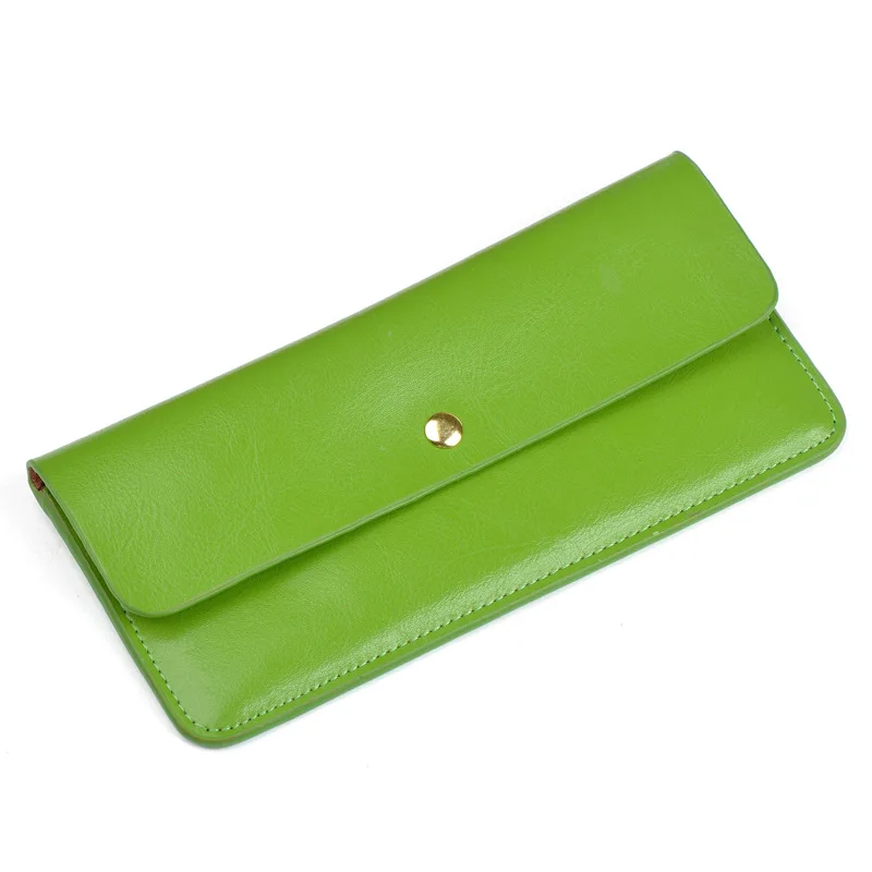 Тонкий серебристый женский кошелек из лакированной кожи длинный клатч Модный