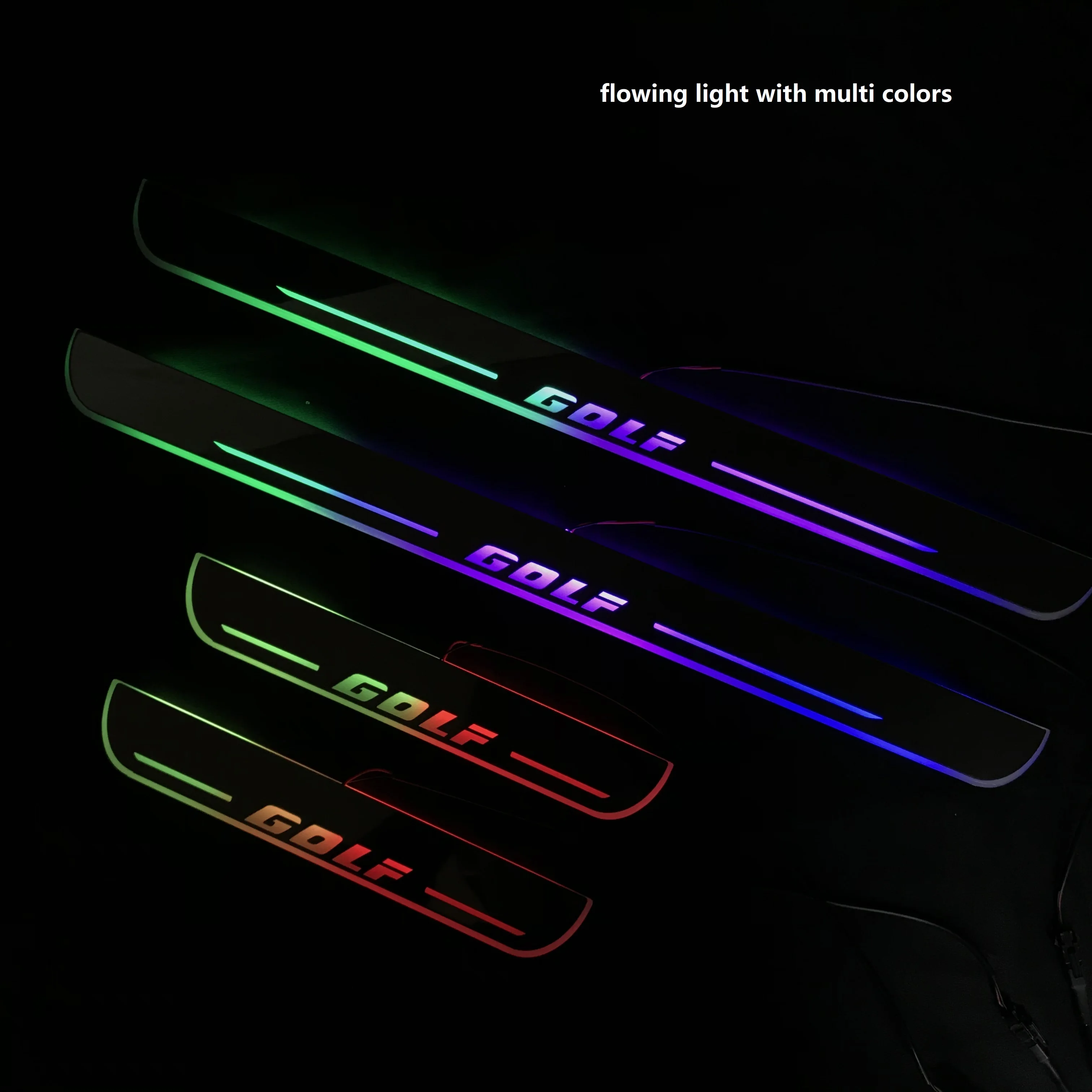 RQXR led движущиеся двери потертости для volkswagen golf MK 4 5 6 7 динамический порог пластина плоский накладной поток/фиксированный свет, 4 шт