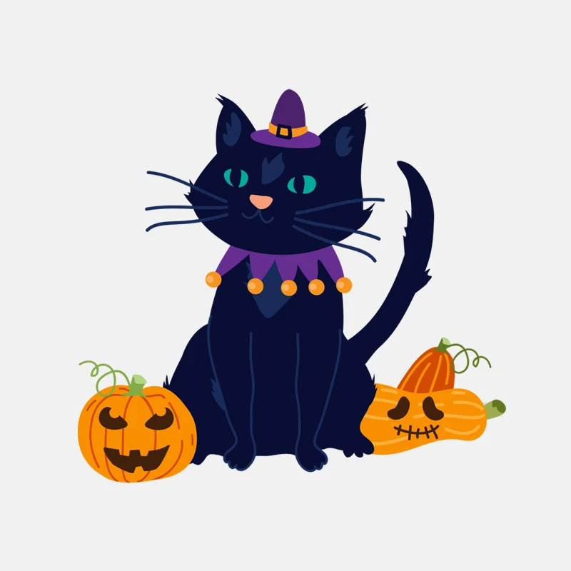 

YJZT 16.7CM*15.3CM Cute Halloween Black Cat And Pumpkin Head PVC Car Sticker 11-00943