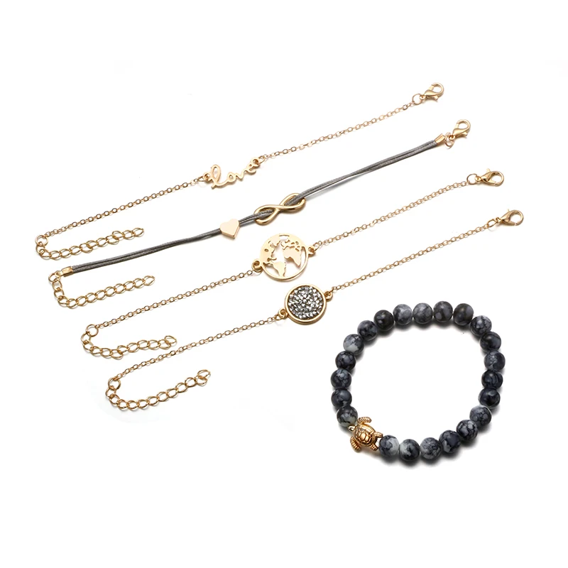 Docona в богемном стиле бесконечное сердечка браслеты из нержавеющей стали для