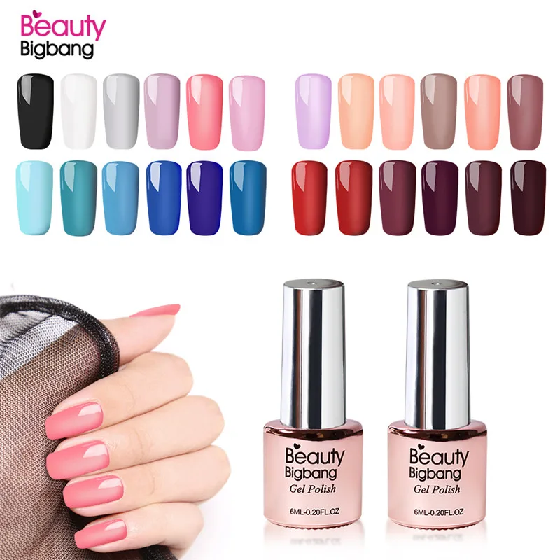 BeautyBigBang, 6 мл, чистый цвет, Гель-лак для ногтей, УФ светодиодный, лампа, гель-лаки для дизайна ногтей, маникюрный Топ, впитывающий Гель-лак для ногтей