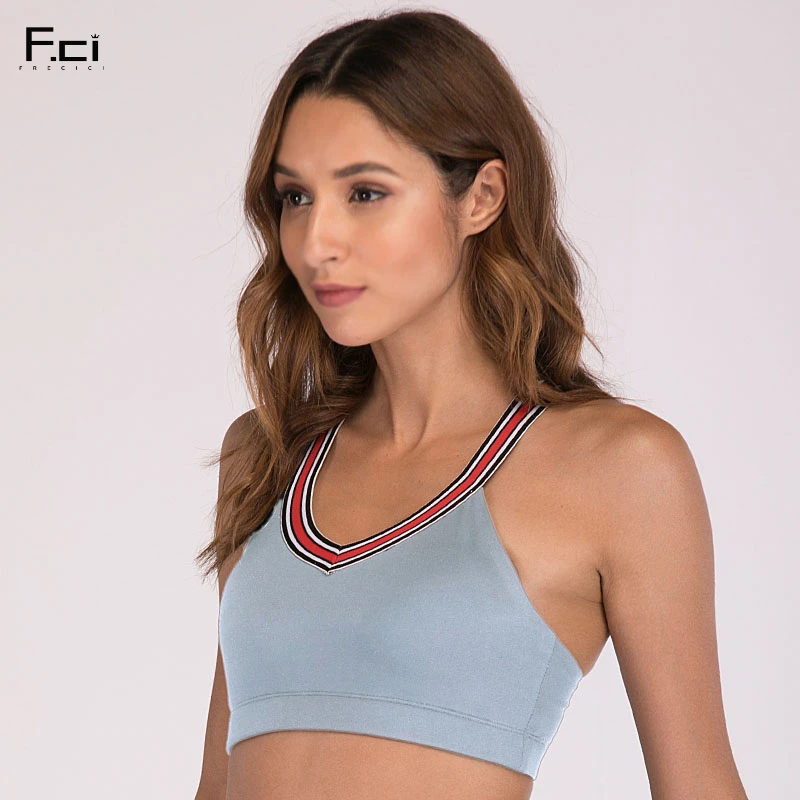 FRECIC Для женщин Push Up Bra Йога Крест накрест назад спортивный бюстгальтер тренировки