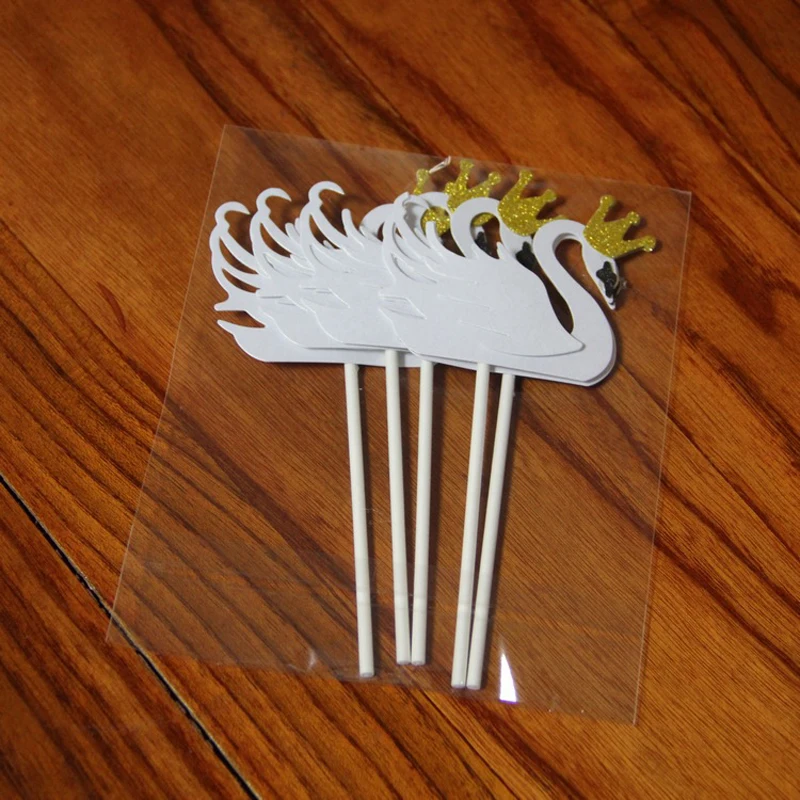 10 шт. белые с рисунком лебедя для вечеринок кексов празднования дня рождения