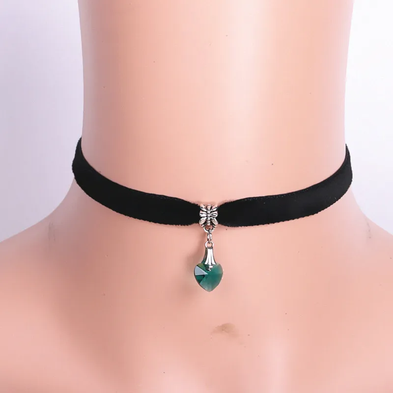 3 шт Готический бархат сердце кристалл чокер ожерелье с подвеской ручной работы