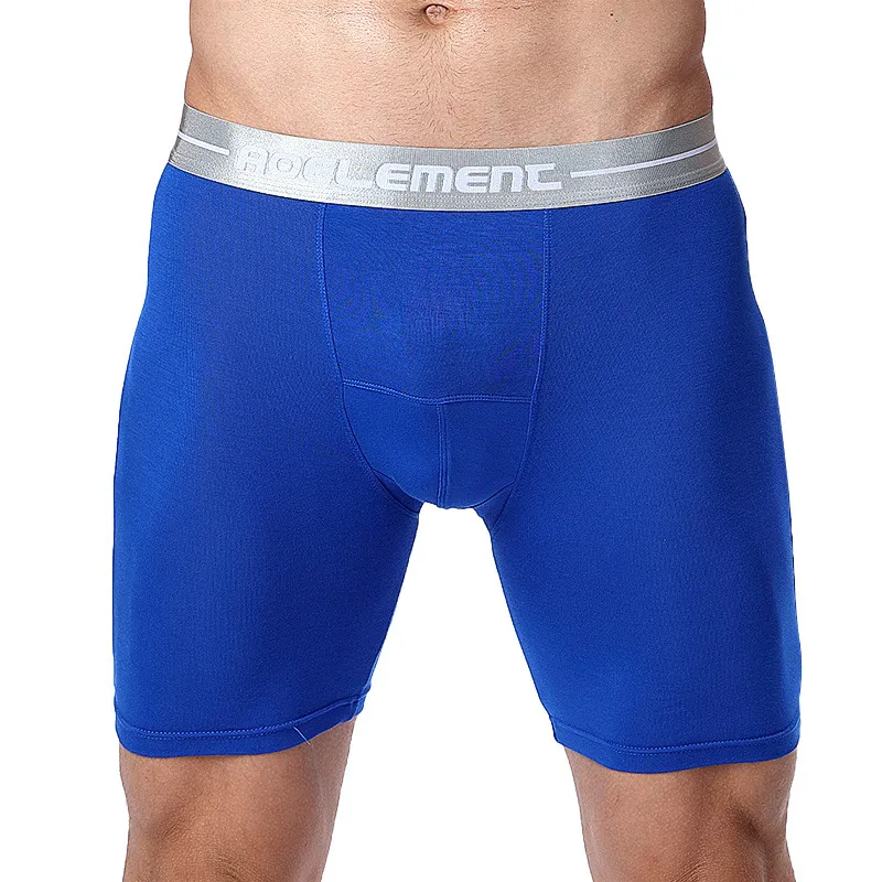 016 Blue Удобные Длинные Короткие ноги мужские трусы мужские нижнее белье обычные трусы-боксеры cuecas - Цвет: 016 Blue
